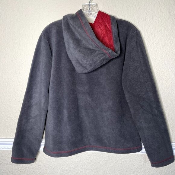 Mickey & Co Women's Small Pullover Fleece Hoodie Gray & Red Embroidered Comfy - Picture 4 of 7